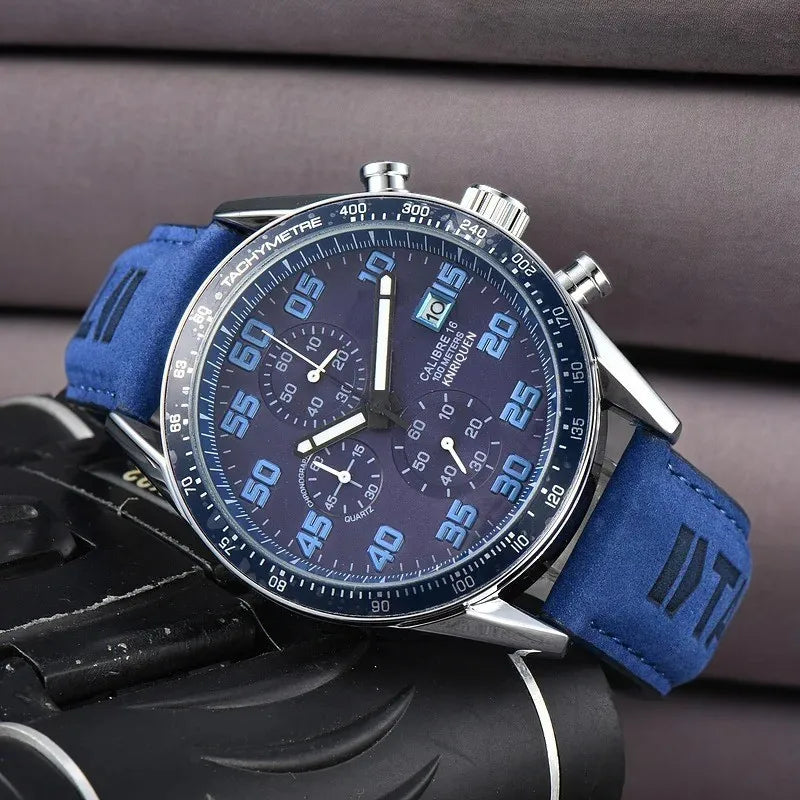 Top Cool Luxury Watches For Men Quartz Leather Strap Multi-function Chronograph Daily Waterproof Business Style AAA Male Clocks - Customized Watch Store