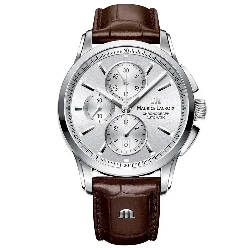 MAURICE LACROIX Watch Ben Tao Series Three-eye Chronograph Fashion Casual Luxury Leather Men’s Watch Relogios Masculinos - Customized Watch Store