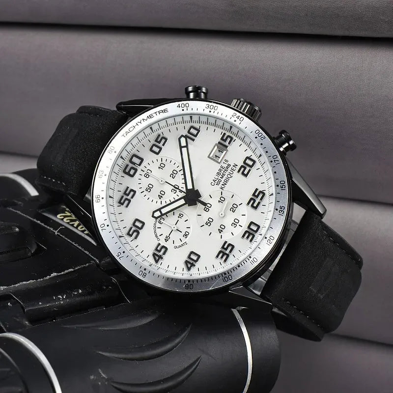 Top Cool Luxury Watches For Men Quartz Leather Strap Multi-function Chronograph Daily Waterproof Business Style AAA Male Clocks - Customized Watch Store